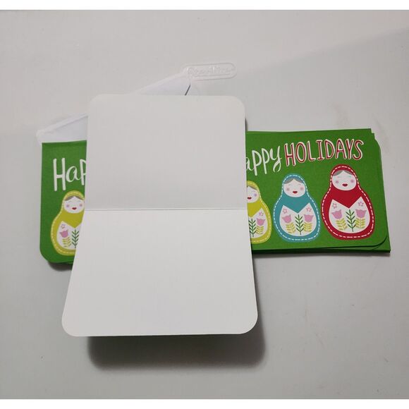 12 UNUSED MATRYOSHKA NESTING DOLL HAPPY HOLIDAY CARDS - Picture 2 of 3
